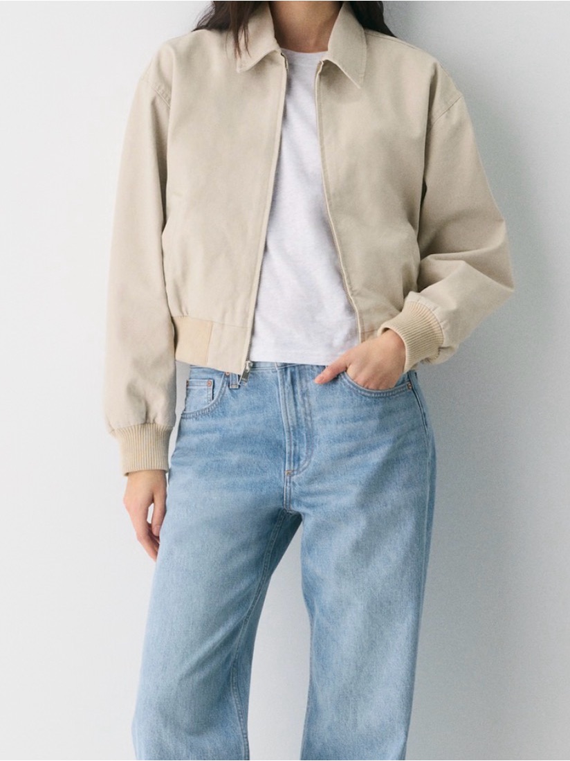 Aritzia Tna Beige Women's Bomber Jacket